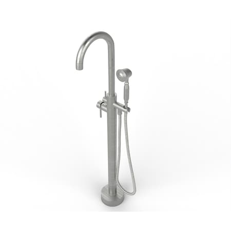 Castello Usa Neptune Freestanding Brushed Nickel Gooseneck Tub Filler Faucet with Float Handle CB-F04-BN-J0805